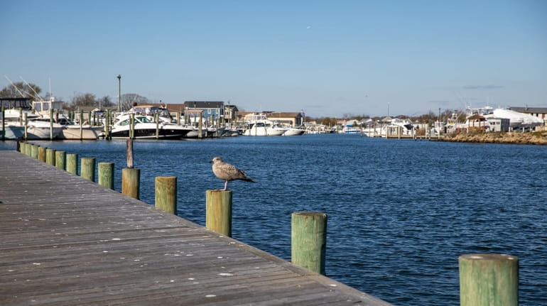 A dock at the end of Wellwood Avenue in Lindenhurst