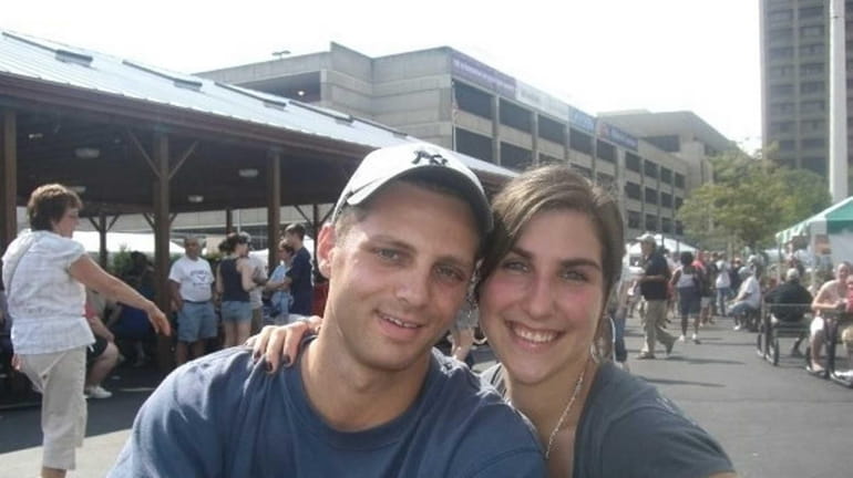 Joseph Anatra, 31, of Oyster Bay, with his wife, Danielle,...