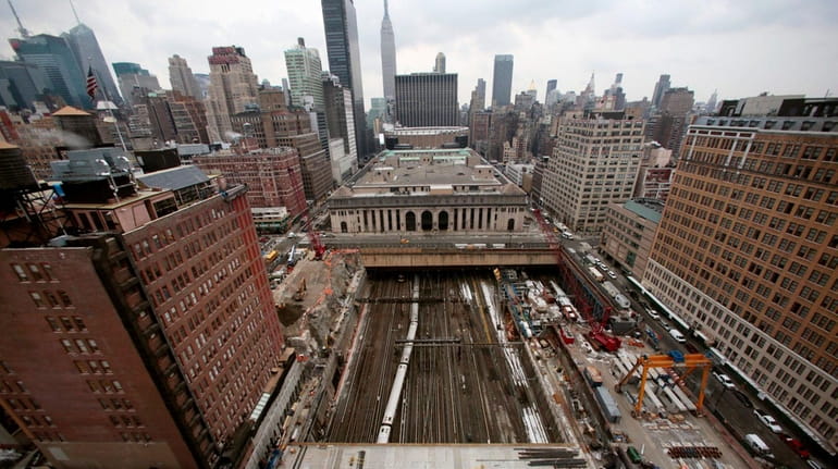 This Feb. 26, 2014 photo shows the progression of Manhattan...