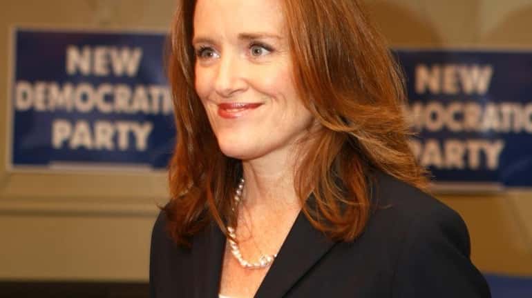 Kathleen Rice, candidate for Attorney General, walks through the first...