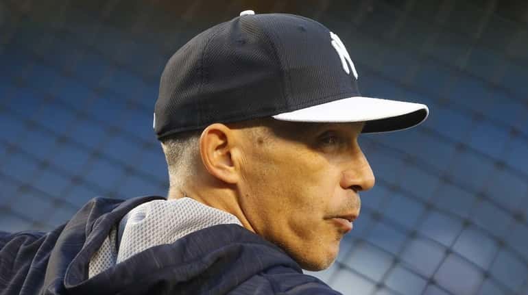 New York Yankees manager Joe Girardi looks on during batting...