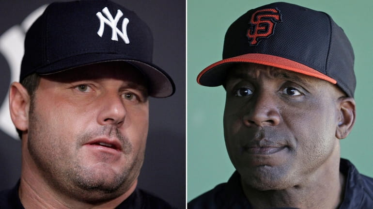 This AP composite image shows Yankees pitcher Roger Clemens and...