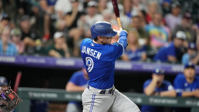 Toronto Blue Jays' Danny Jansen connects for a two-run home...