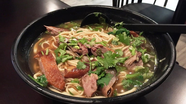 At Splendid Noodle in Stony Brook, hand-pulled noodles are served...