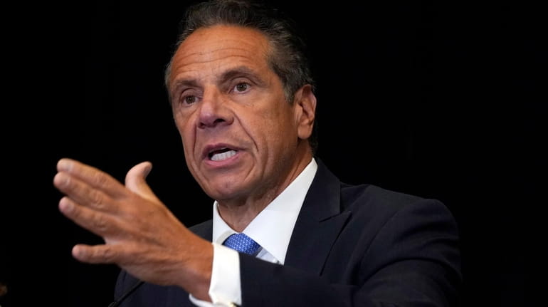 New York Gov. Andrew Cuomo speaks during a news conference...