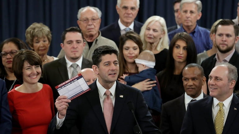 House Speaker Paul Ryan, center, in Washington D.C., at the...