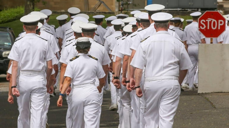 Midshipmen at the U.S. Merchant Marine Academy at Kings Point...