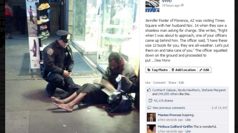 This Facebook posting about the NYPD officer who gave a...