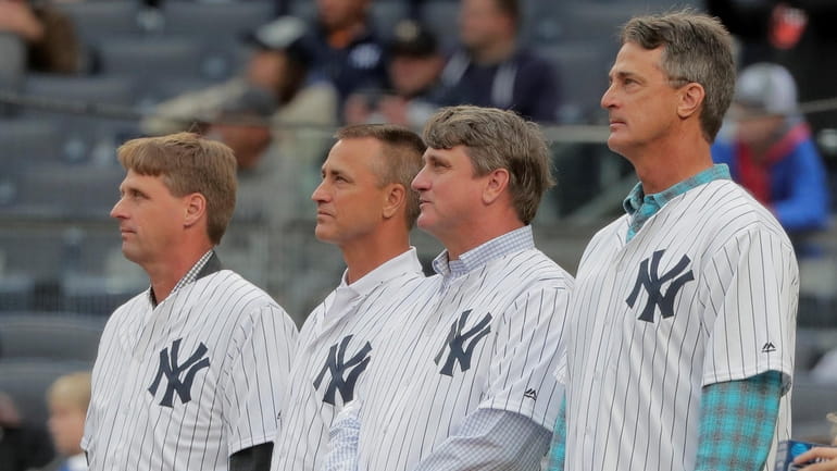 From left, Roger Maris' sons, Richard, Kevin, Randy and Roger...