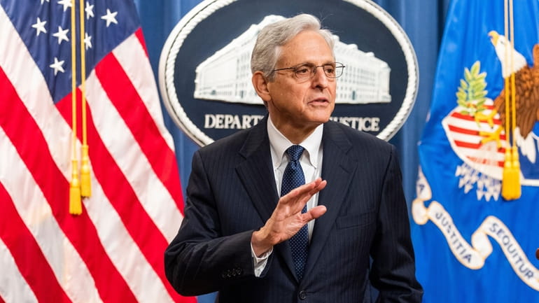 U.S. Attorney General Merrick Garland delivers a statement Thursday on...