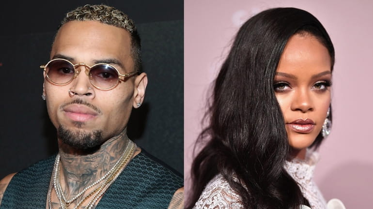 Chris Brown attends a Los Angeles event in 2017 and Rihanna...