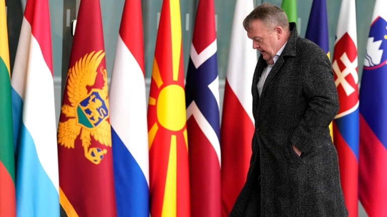 Denmark's Foreign Minister Lars Lokke Rasmussen arrives for a meeting...