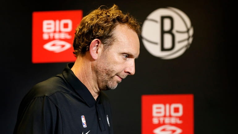 Nets general manager Sean Marks during an end-of-season press conference...