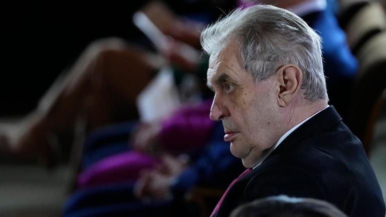 Former President Milos Zeman attends the inauguration ceremony for the...