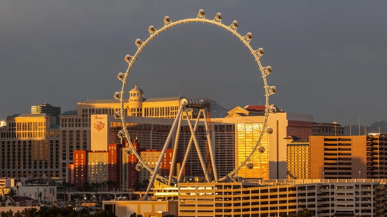 A view of the 550-foot High Roller observation wheel in...
