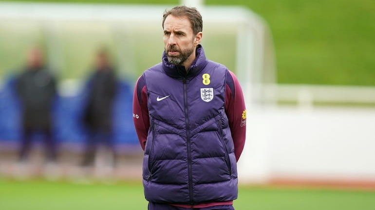 England manager Gareth Southgate during a training session at St....