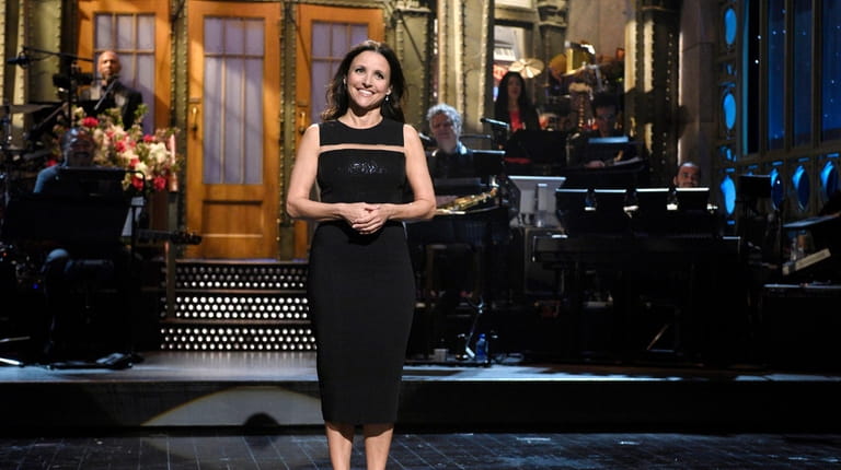 Julia Louis-Dreyfus during her "Saturday Night Live" monologue on April 16,...