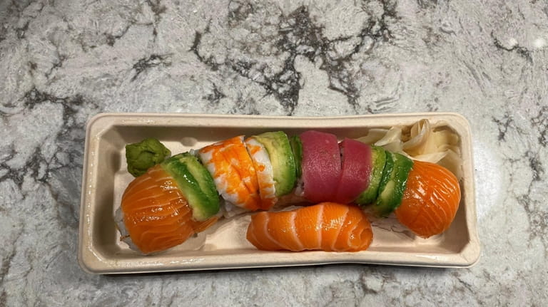Rainbow roll at Yono Sushi, a new eatery at Moynihan...