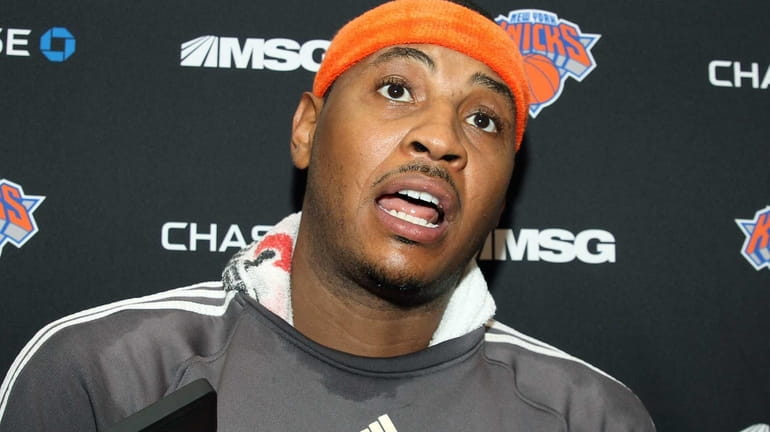 Carmelo Anthony at the New York Knicks practice at their...