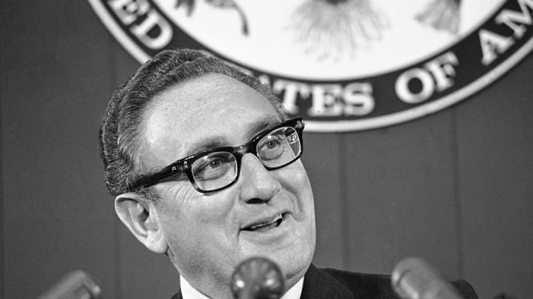 Secretary of State Henry Kissinger briefs reporters, Oct. 12, 1973,...