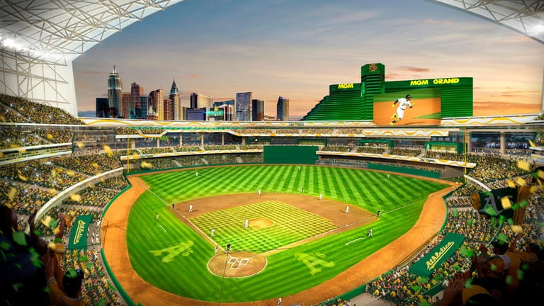In this rendering released by the Oakland Athletics, Friday, May...