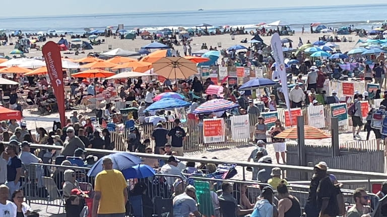 Crowds flocked to Jones Beach on Saturday. 