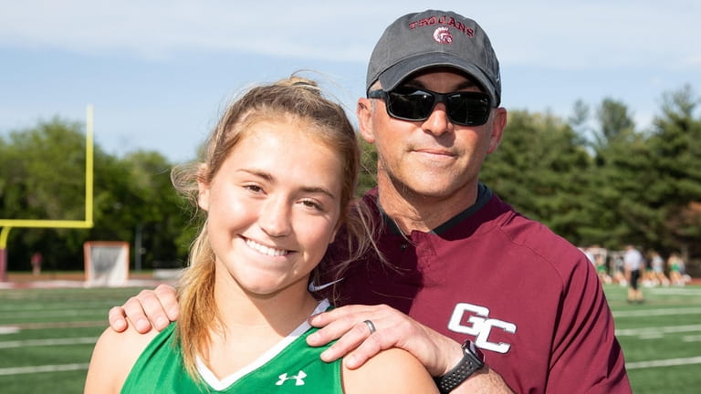 Garden City coach Dave Ettinger with his daughter, Seaford lacrosse...