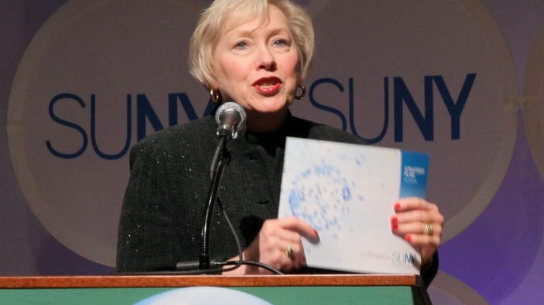 A file photo of SUNY Chancellor Nancy Zimpher making a...