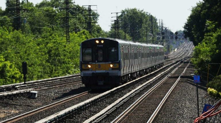 A LIRR train is seen coming into the Floral Park...