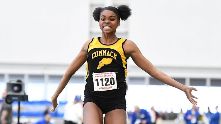 Alissa Braxton of Commack won the girls triple jump with...