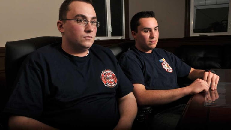Justin and Dean Angell, Bellmore volunteer firefighters, talk about the...