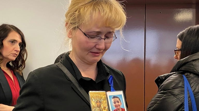 Justyna Zubko-Valva with a photo of her son Thomas Valva on...