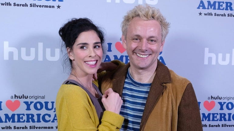 Sarah Silverman and Michael Sheen attend a Hulu event on...