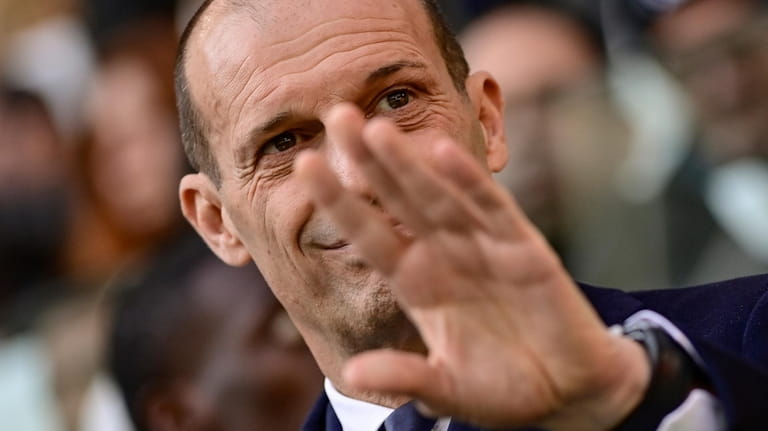 Juventus' head coach Massimo Allegri reacts before the Serie A...
