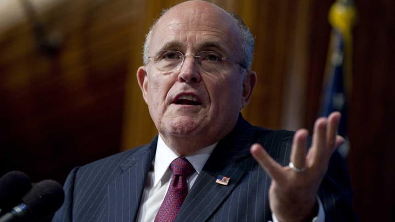 Former New York City Mayor Rudy Giuliani speaks at the...