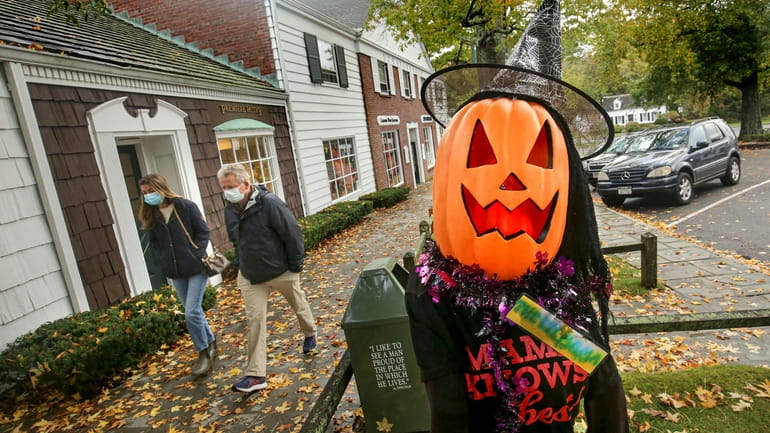 Visitors at the Stony Brook Village Center celebrating Halloween. 