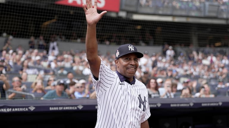 Willie Randolph waving to the crowd at the 75th. Edition...