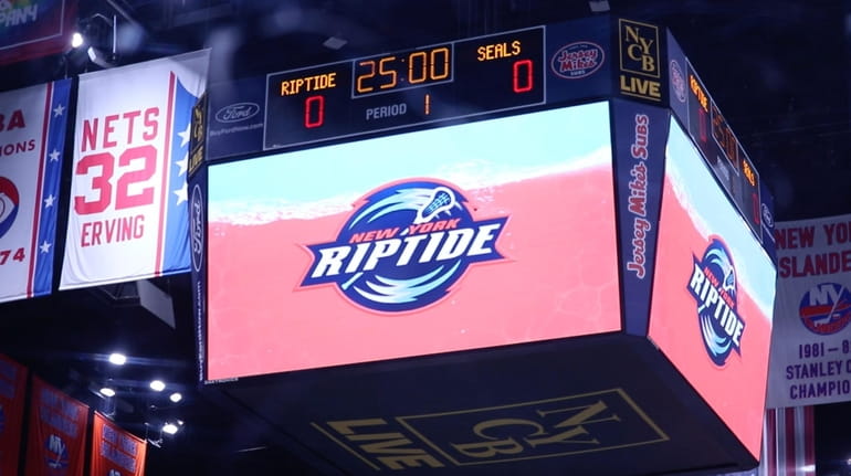 A view of the scoreboard at NYCB Live's Nassau Coliseum...