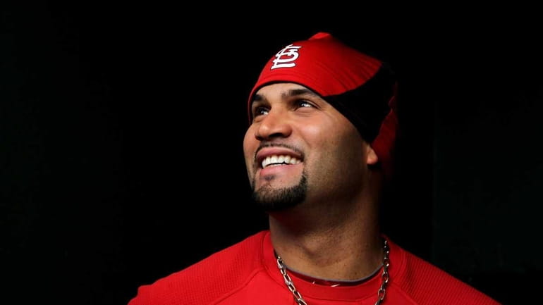 Albert Pujols of the St. Louis Cardinals stands in the...