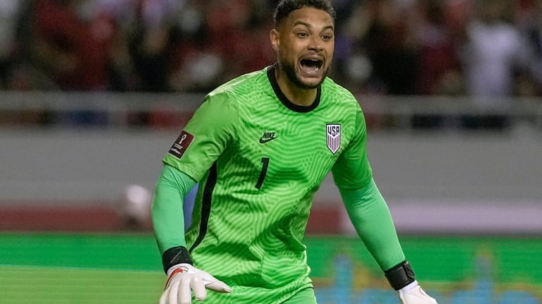 United States' goalkeeper Zack Steffen reacts during a qualifying soccer...