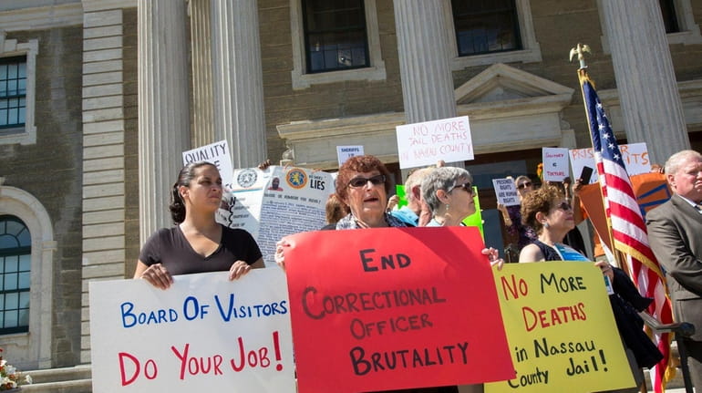 The Nassau County Jail Advocates Coalition rallies Wednesday, Sept. 13,...