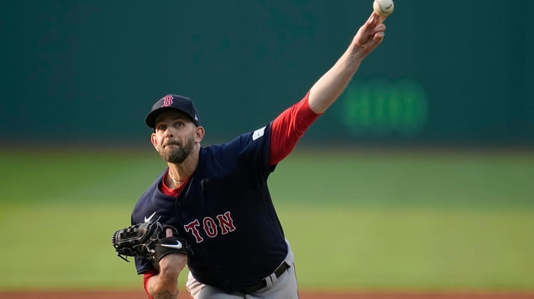 Boston Red Sox starting pitcher James Paxton throws during the...