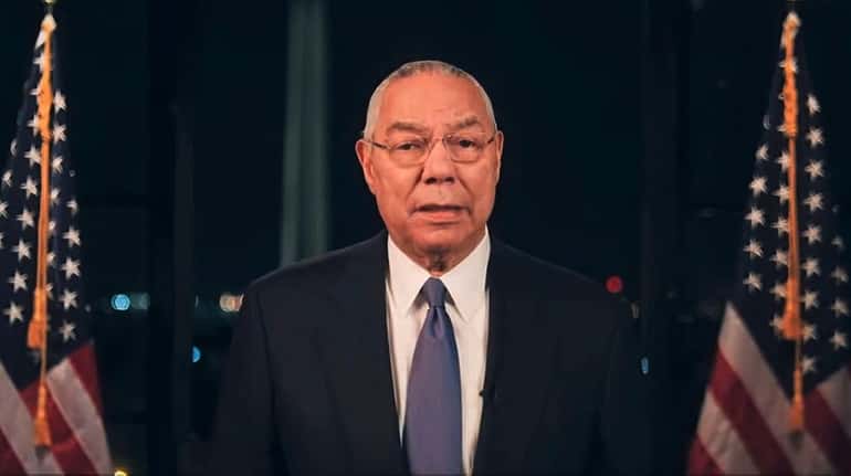Former Secretary of State Colin Powell speaks during the second...