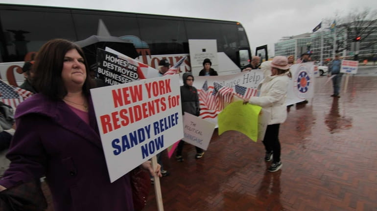 Long Island residents arrive in Washington before a vote on...