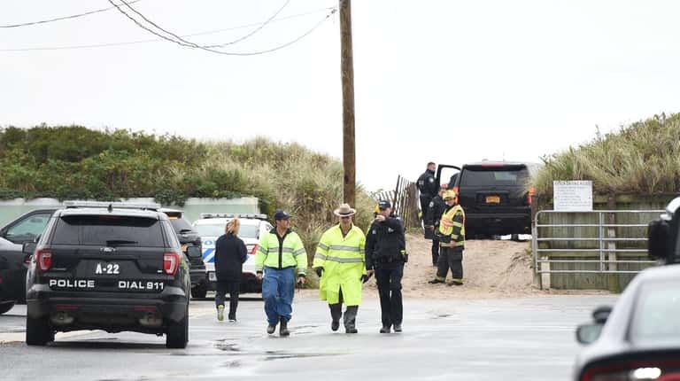 Police and other first responders in Westhampton Beach on Saturday.