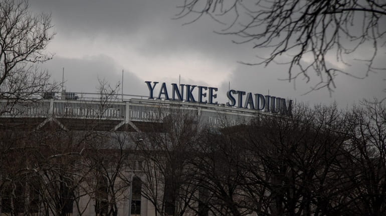 Exterior photos of Yankee Stadium during the COVID-19 pandemic on...