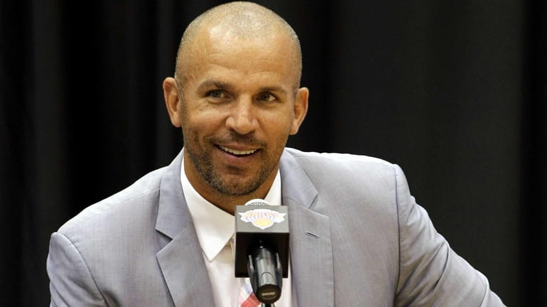 Jason Kidd speaks during a news conference at the Knicks...