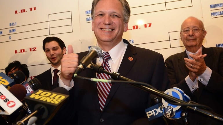 County Exectutive Edward Mangano addresses supporters at his Election Night...