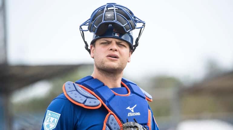 Mets catcher Devin Mesoraco during a spring training workout on...