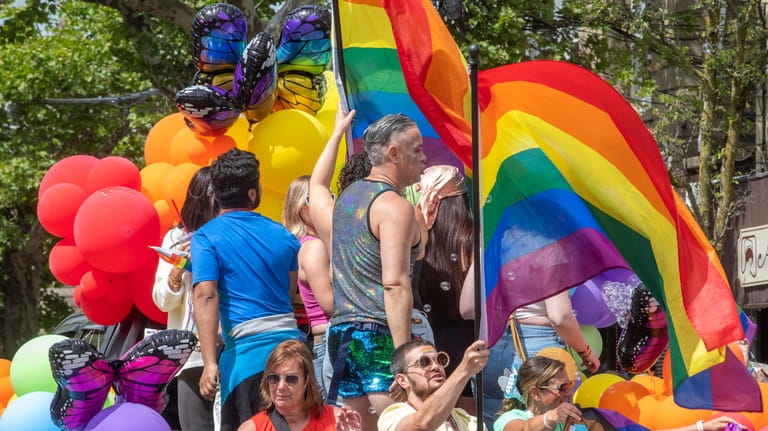A float at Babylon Village's fourth annual Pride Parade held...